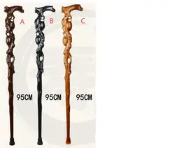 Monolith Carving Peach Mahogany Hand Crutch 100% Whold Real Sold Wood Old Men Walking Stick The Staff for Grandpa