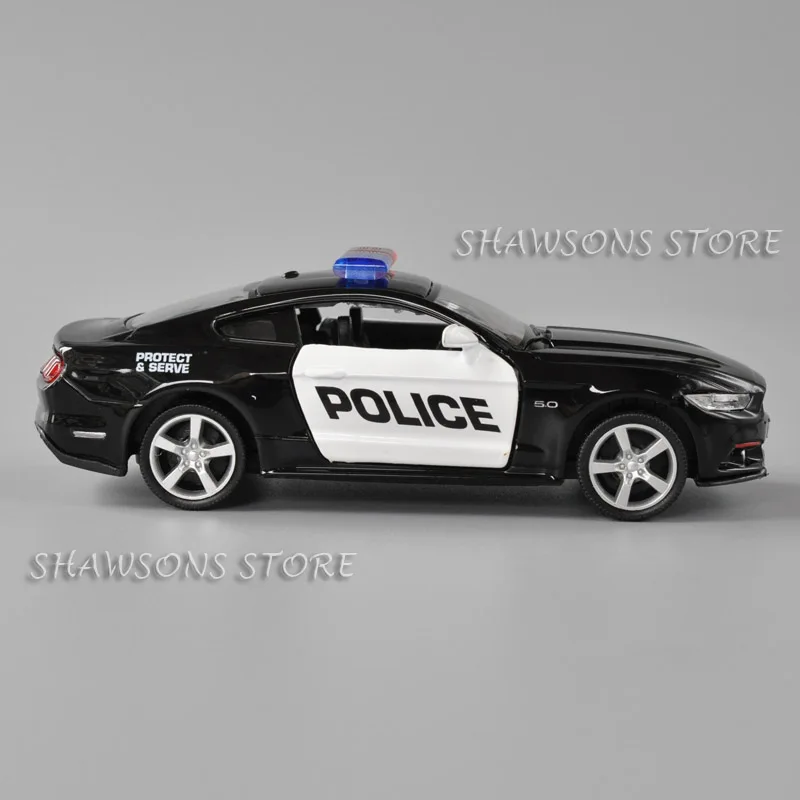 1:36 Diecast Model Car Toy Ford Mustang 2015 Police Patrol Wagon Pull Back Miniature Replica