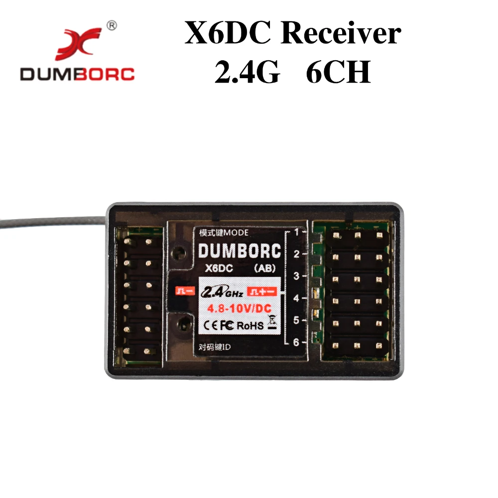 High Quality DUMBORC X6DC 2.4G 6CH Light Servo and Motor Control Receiver for RC X4 X5 X6 Transmitter