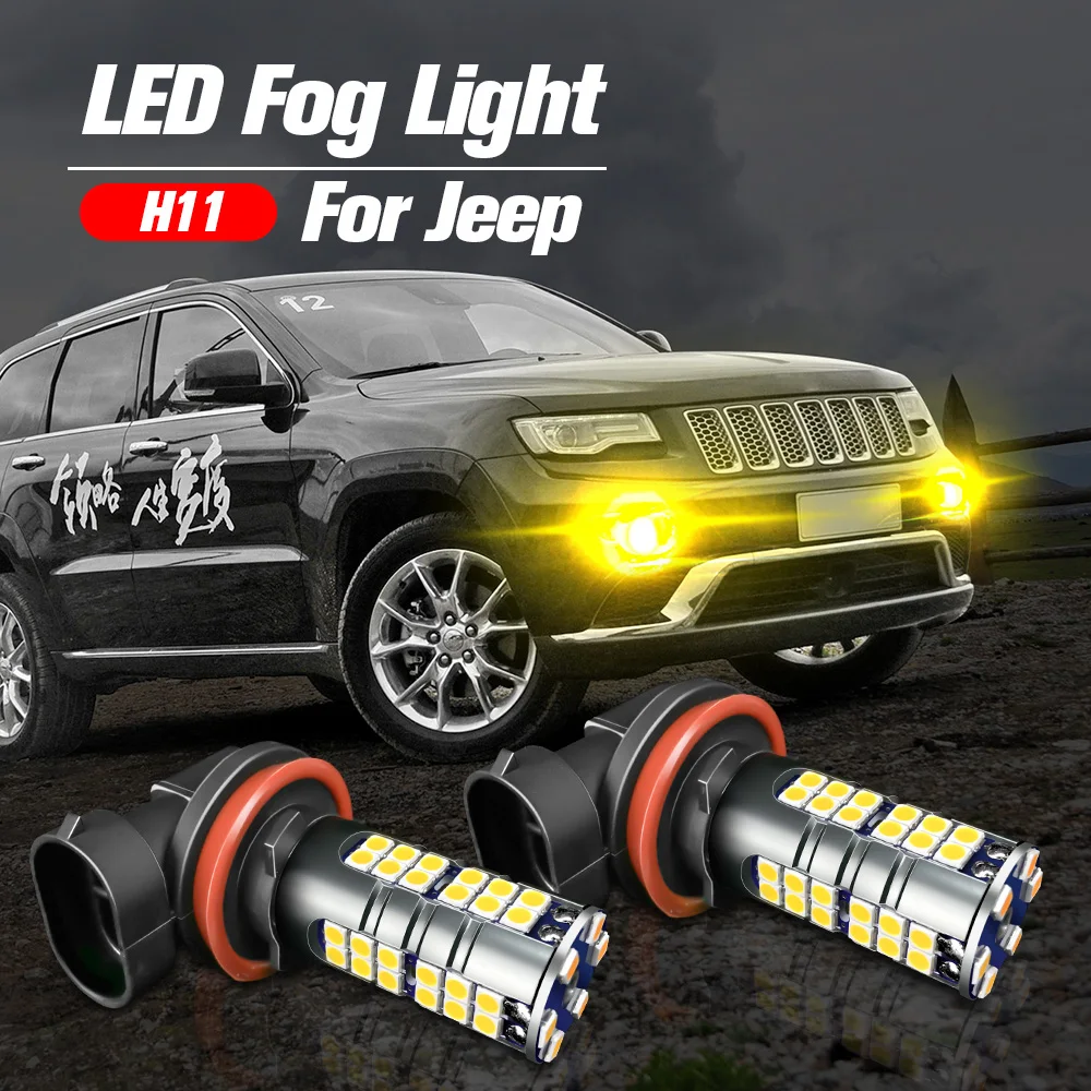 2pcs LED Fog Light Blub H11 Lamp Canbus No Error For JEEP Renegade 2015-2019 Compass 2015-2019 Grand Cherokee 2014-2019