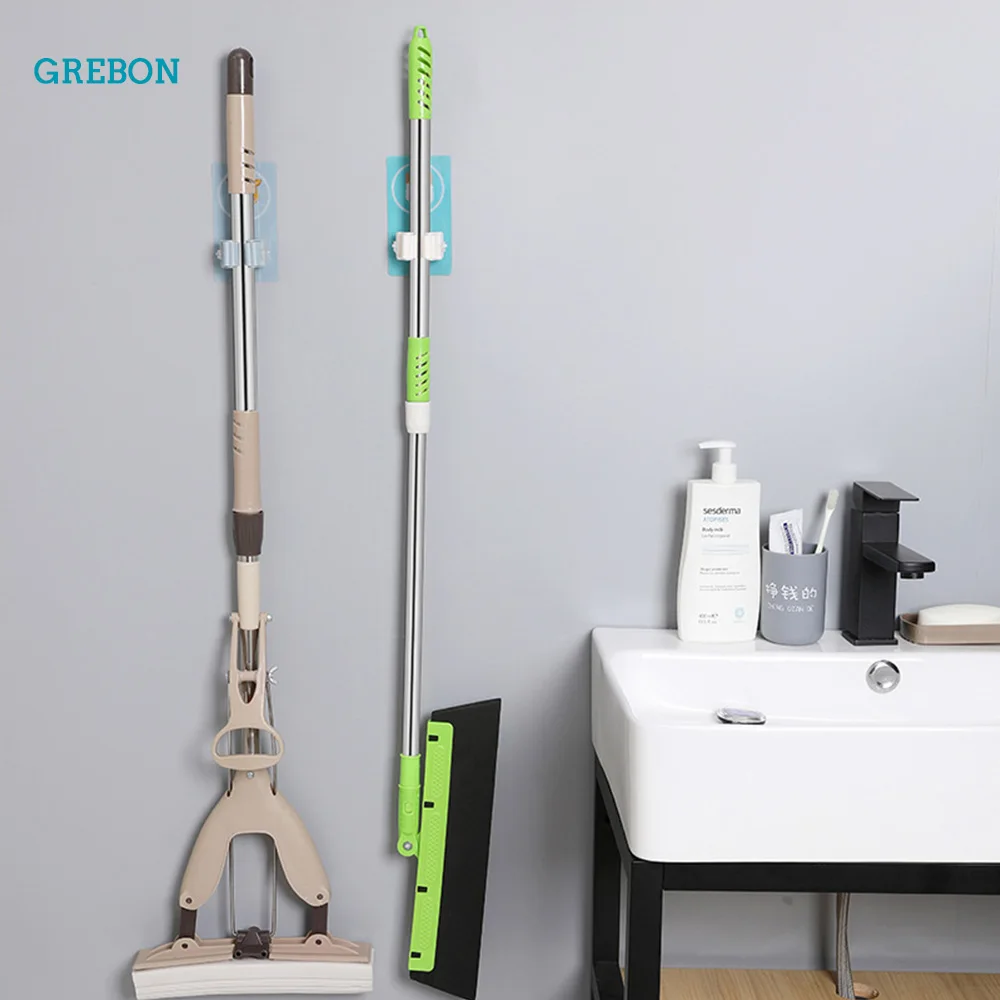 Mop Clip Wall Mounted Organizer Holder Brathroom Storage Broom Hook Brush Hanger Home Tool Traceless Adhesive Garden Rack Sucker