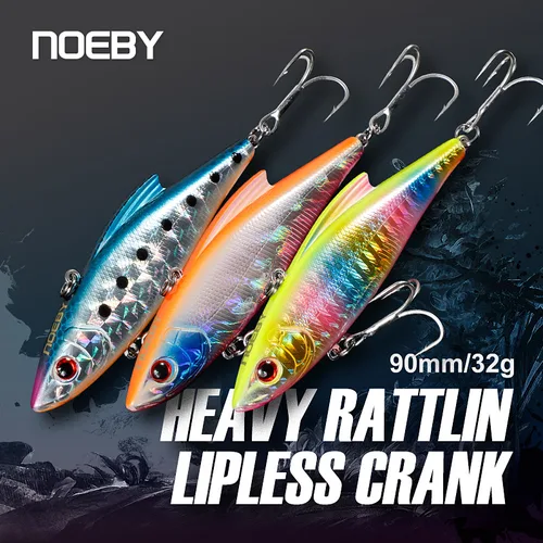 Noeby, 3 piezas, 90mm, 33g, vibraciones que se hunden, sonajero y Vib, cebos duros artificiales, Crankbaits de mar, sonajeros para Señuelos de Pesca de invierno