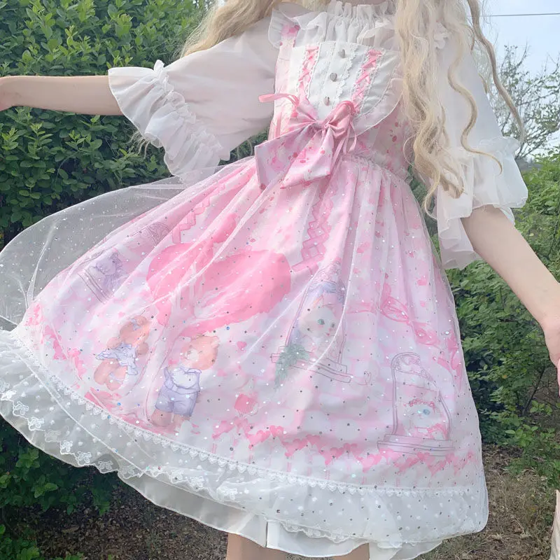 

Lolita Skirt Original Genuine Sweetheart Town JSK Dungaree Dress Female Student Cute Low Price sweet lolita dress