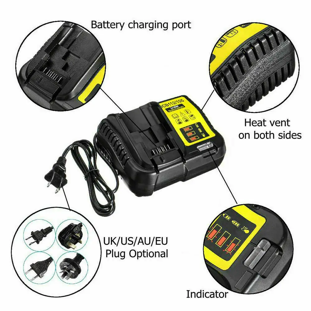 DCB112 DCB609 Ładowarka do akumulatorów litowych dewalt 10.8V 12V 14.4V 18V 20V DCB206 DCB205 DCB204 DCB203 DCB120,DCB107 DCB115 DCB105