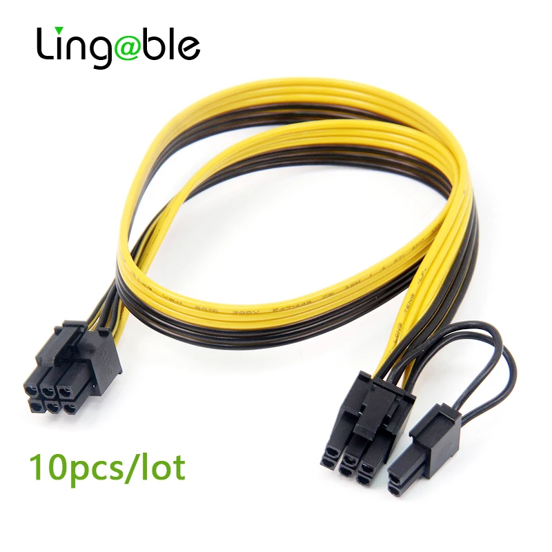 

Кабель PCI-E Lingable 10 шт., PCI-Express 6P папа-8pin (6 + 2) папа, кабель питания для видеокарты, 50 см, удлинитель BTC