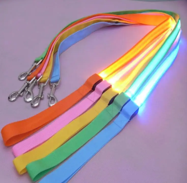 High Quality Colored Nylon Dog Pet Led Flashing Leash Night Light Up Safety Lead Rope For Medium Large Dogs 250pcs/lot SN1274