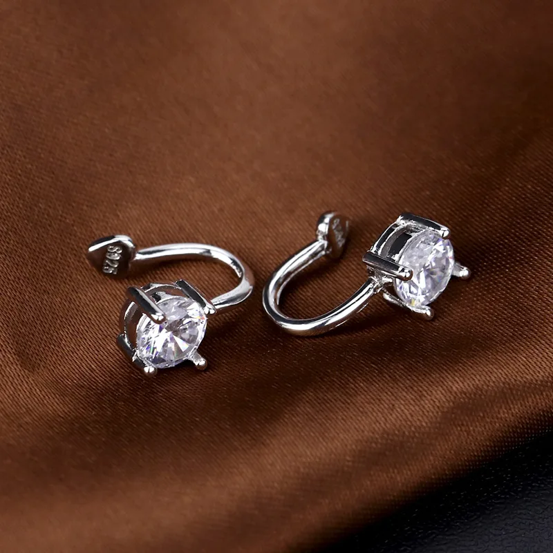 Small Cubic Zirconia Earring Clip Simple Earring Cuff  Without Pierce Fine Ear Jewelry For Lady Girls