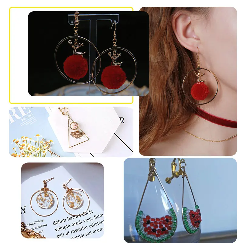 Triângulo brinco aros redondos anéis de orelha lágrima miçangas argola brinco para diy brinco fazendo suprimentos jóias descobertas presente feminino