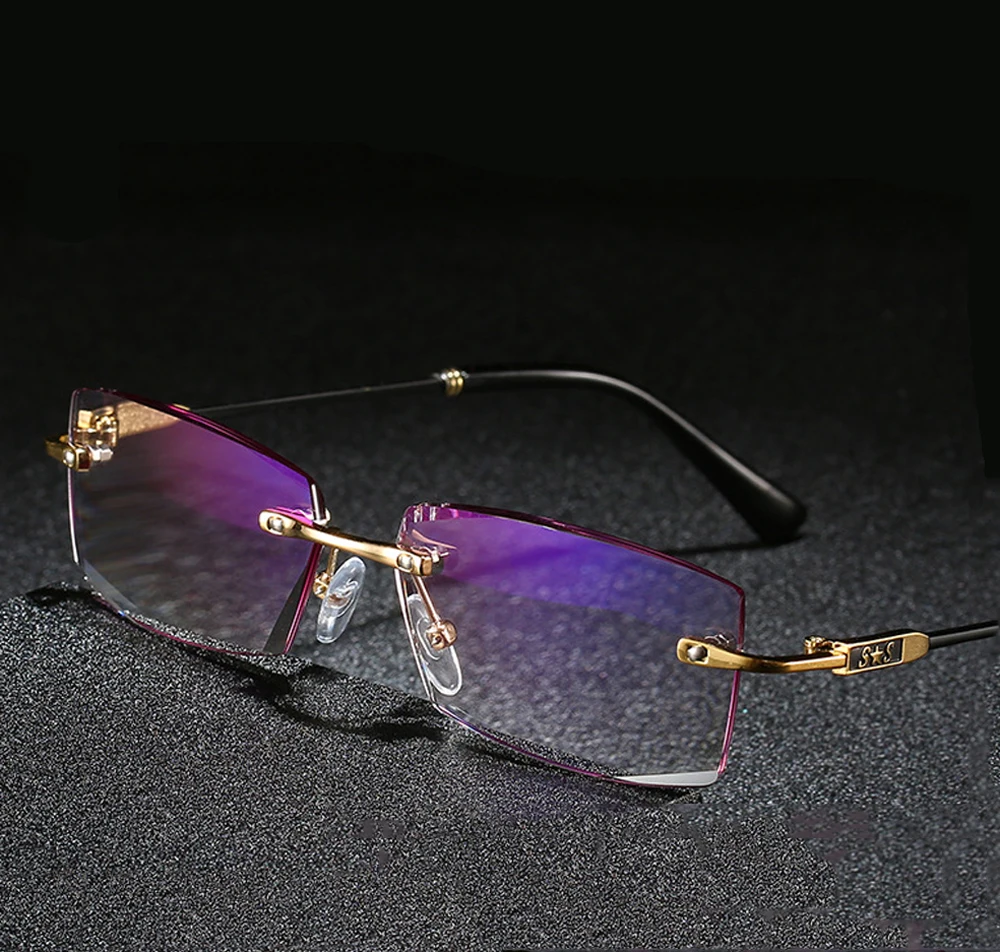 

Luxury Diamond Cut Reading Glasses Women Rimless Gold Frame Delicate Design Fashion Anti-blu Anti Fatigue +1 +1.5 +2 +2.5 to +4