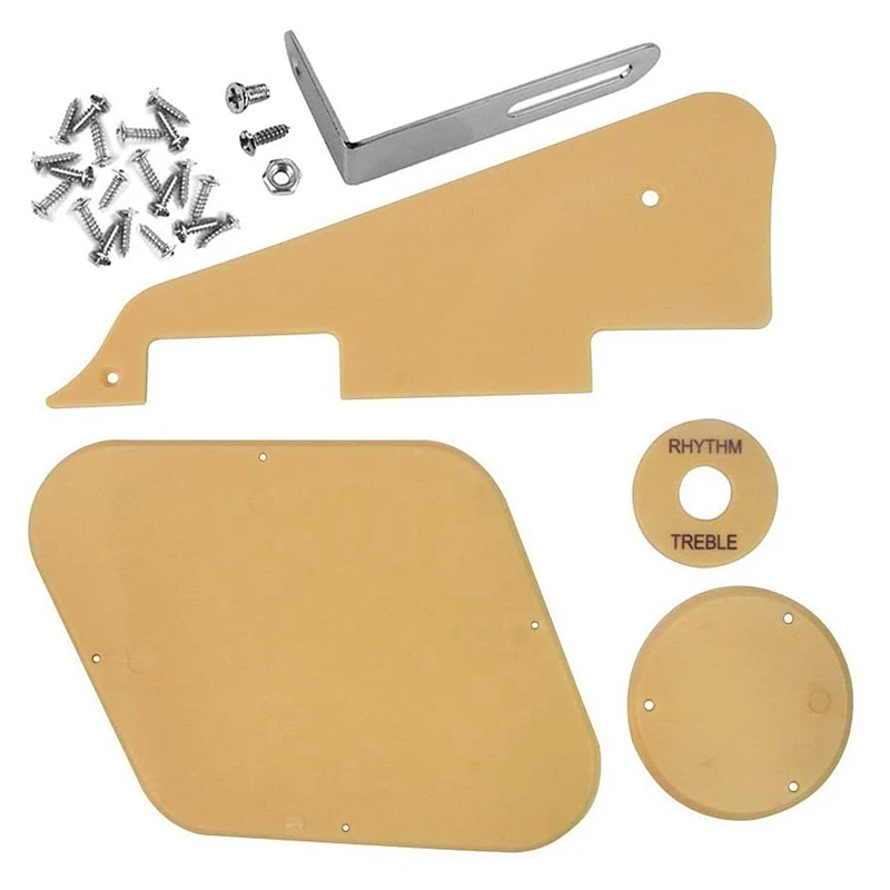 1 zestaw żółty Pickguard przełącznik wnęki pokrywy selektor Pickup płyta montażowa śruby Fit Les Paul Guitar Style Kit