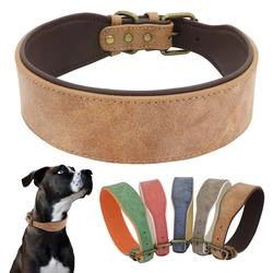 Wide Leather Dog Collar Large Soft Padded Pet Dog Collars Perro For Medium Large Dogs Pitbull German Shepherd Bulldog XL 2XL