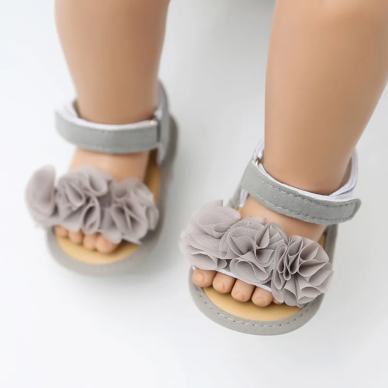 Summer Newborn Baby Girls  Flower Sandals Fashion Soft-soled Non-slip Toddler Shoes 0-18M