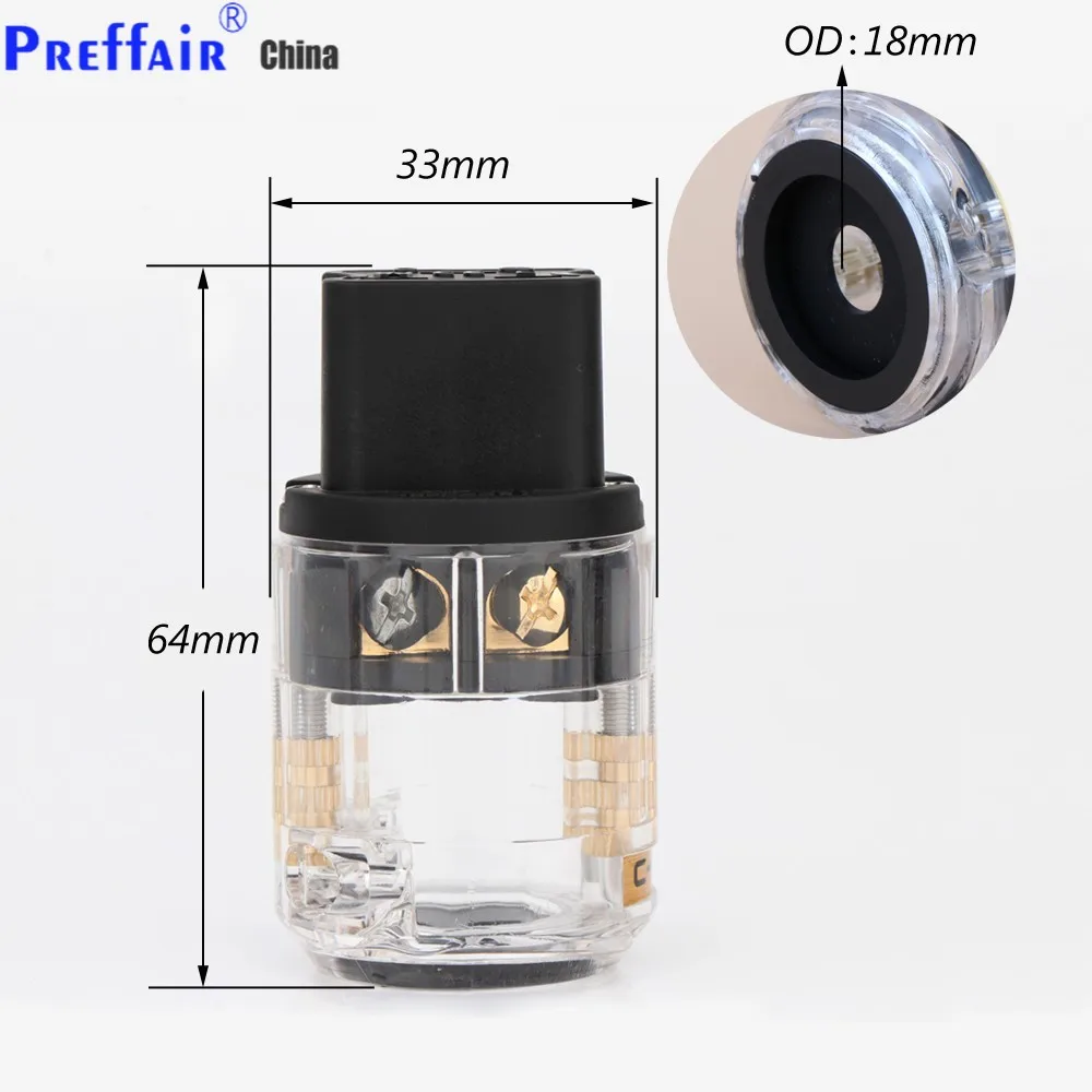 Preffair Gold Plated 20A C19 IEC Female Plug Top Qualitysolid Hard Plastic Housing HIFI Power Cable DIY Best Choice