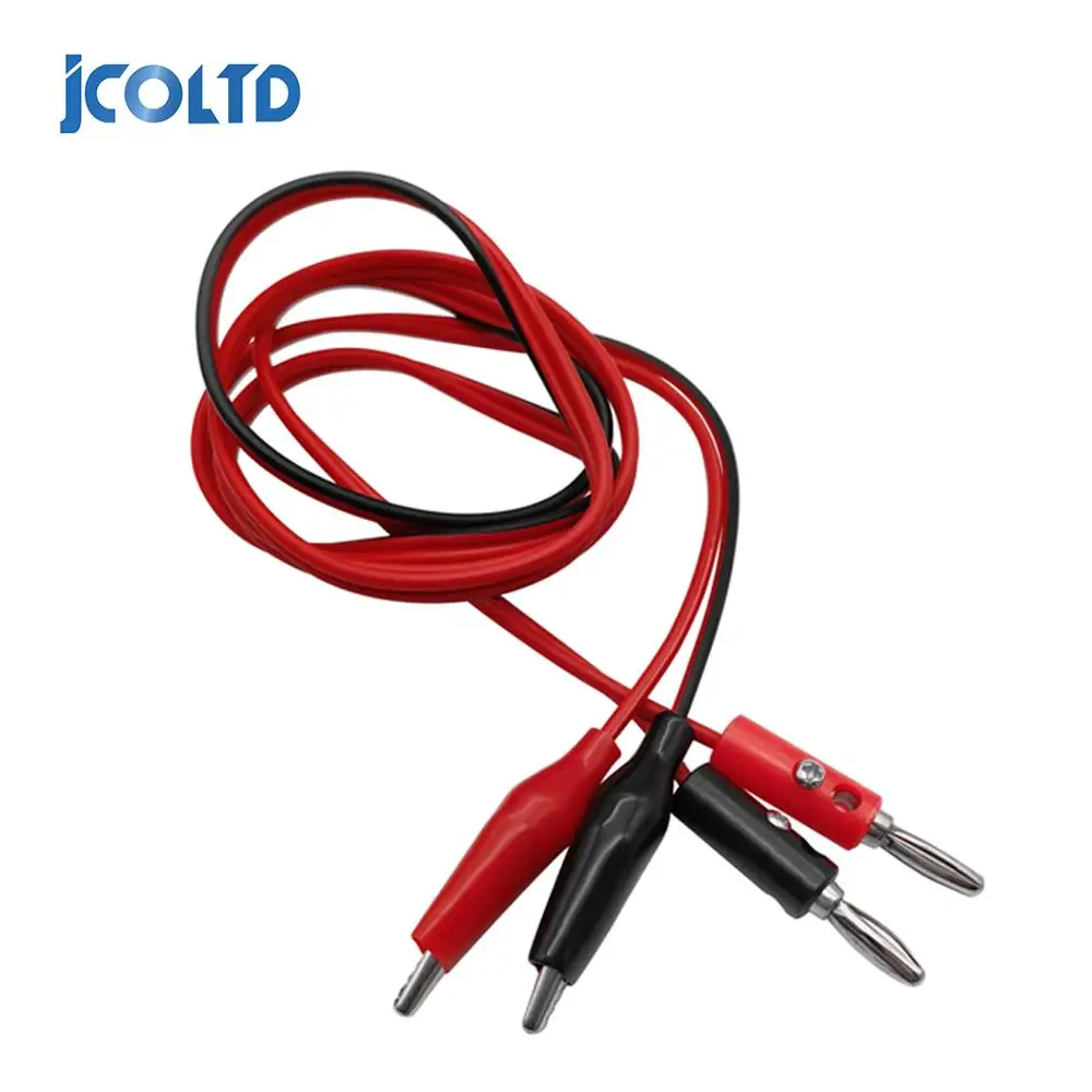 1M Alligator Cilp to AV Banana Plug Test Cable Lead Connector Dual Tester Probe 35mm Crocodile Clip for Multimeter Measure Tool