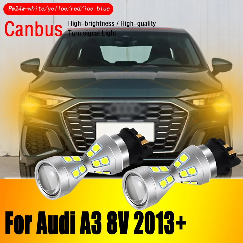 

2PCS Car High Bright Canbus Error Free PW24W Indicator LED Bulbs For Audi A3 8V 2012-2014 Auto Turn signal lights bulbs PWY24W