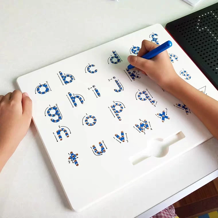 Creative Magnetic Tablet Drawing Board Steel Bead Magnet Stylus Pen Alphabet Numbers Writing Pad Learning Educational Toy