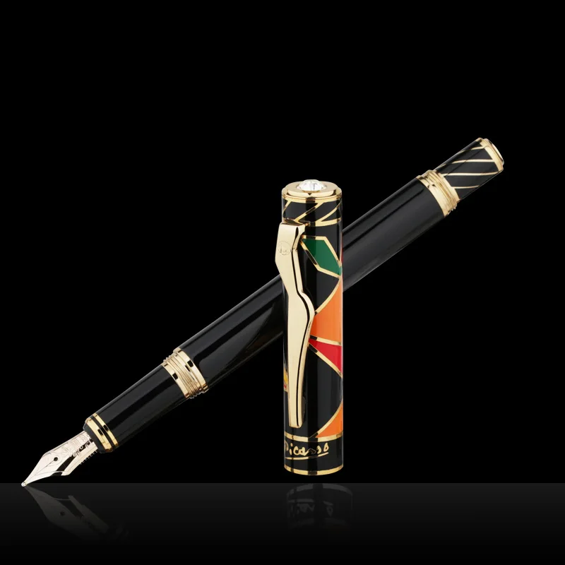 

Pimio перьевая ручка picasso 10k Gold nib High-end business office в подарочной коробке, искусство, винтовая крышка, модные повседневные перьевые ручки