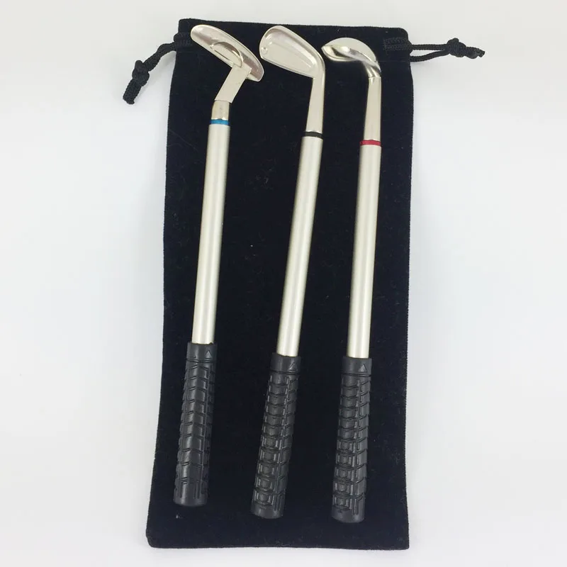 ACMECN 3pcs / lot Golf Pen Set Mini Desktop Golf Ball Pen Gift Set with 3 Colors Metal Golf Clubs Models Ballpoint Pen for Write