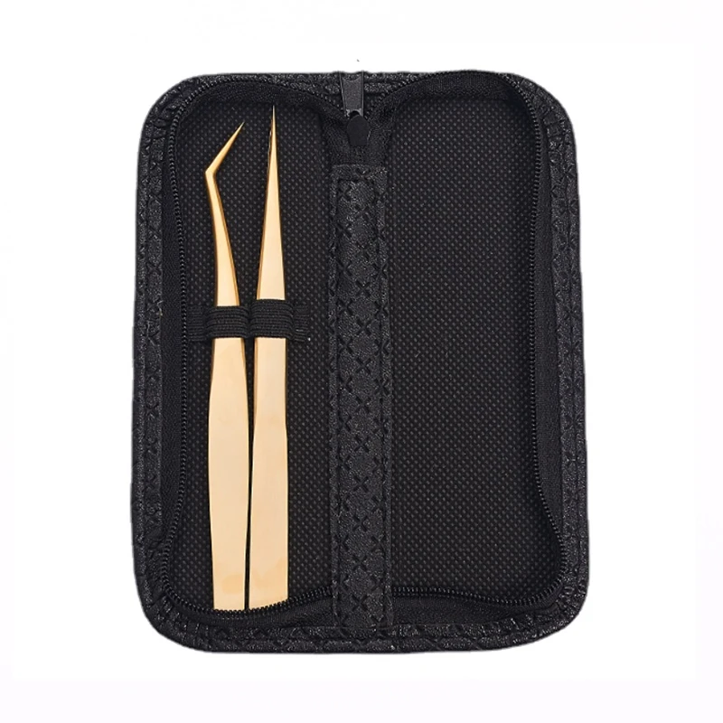 Eyelash Extension Special Tweezers Leather Case Professional storage bag for tweezers Eyelashes Kit Portable safe makeup tools