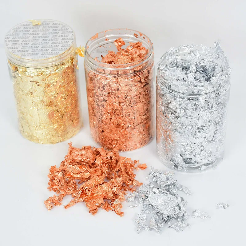 10g Imitazione Foglia D'oro Fiocchi Paillettes Glitter Coriandoli per la Pittura FAI DA TE Nail Art Foil Carta Decorativa Dessert Decorazione Della Torta