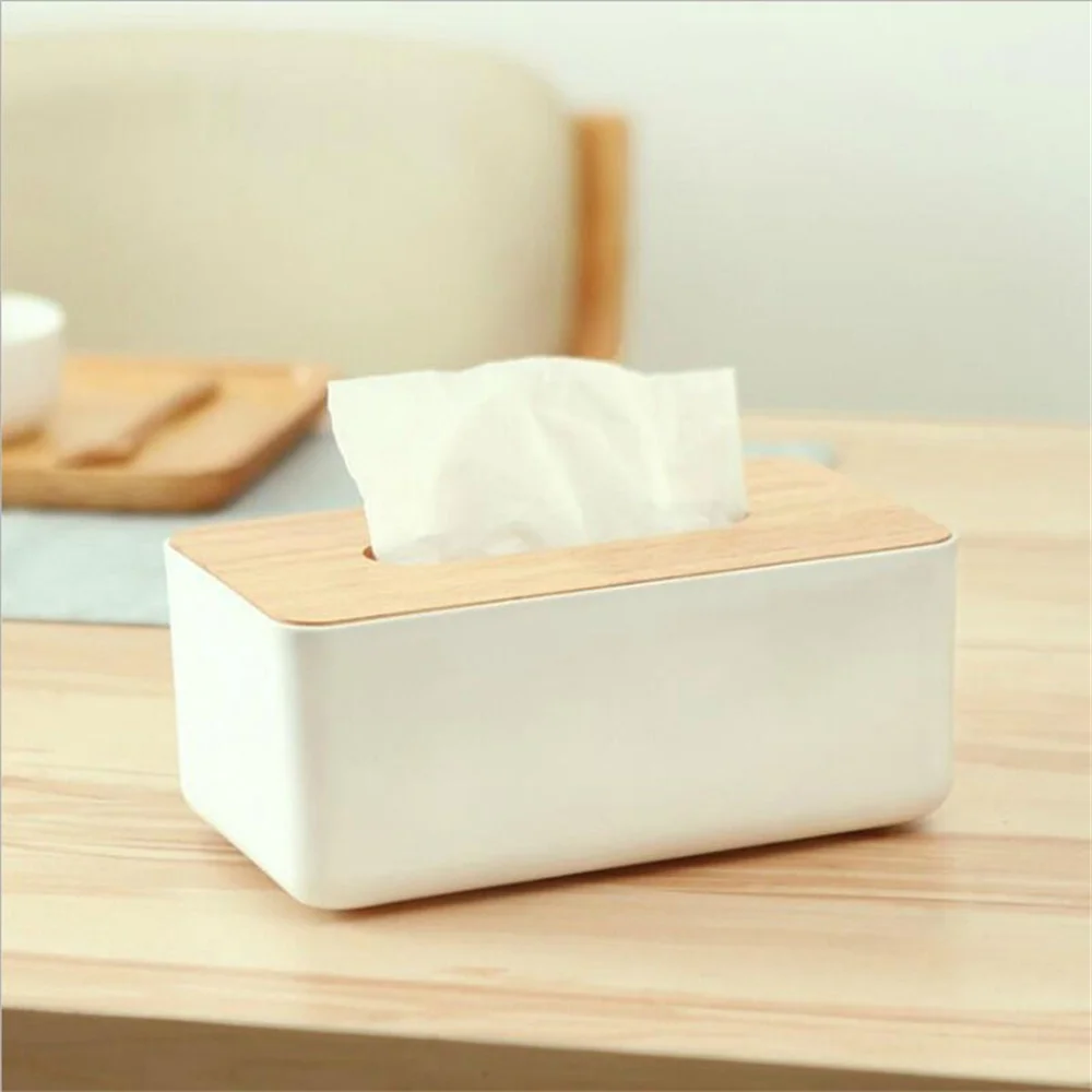 New Wood Napkin Holder Square Shape Wooden Plastic Tissue Box Case Home Kitchen Paper Holdler Storage Box Accessories