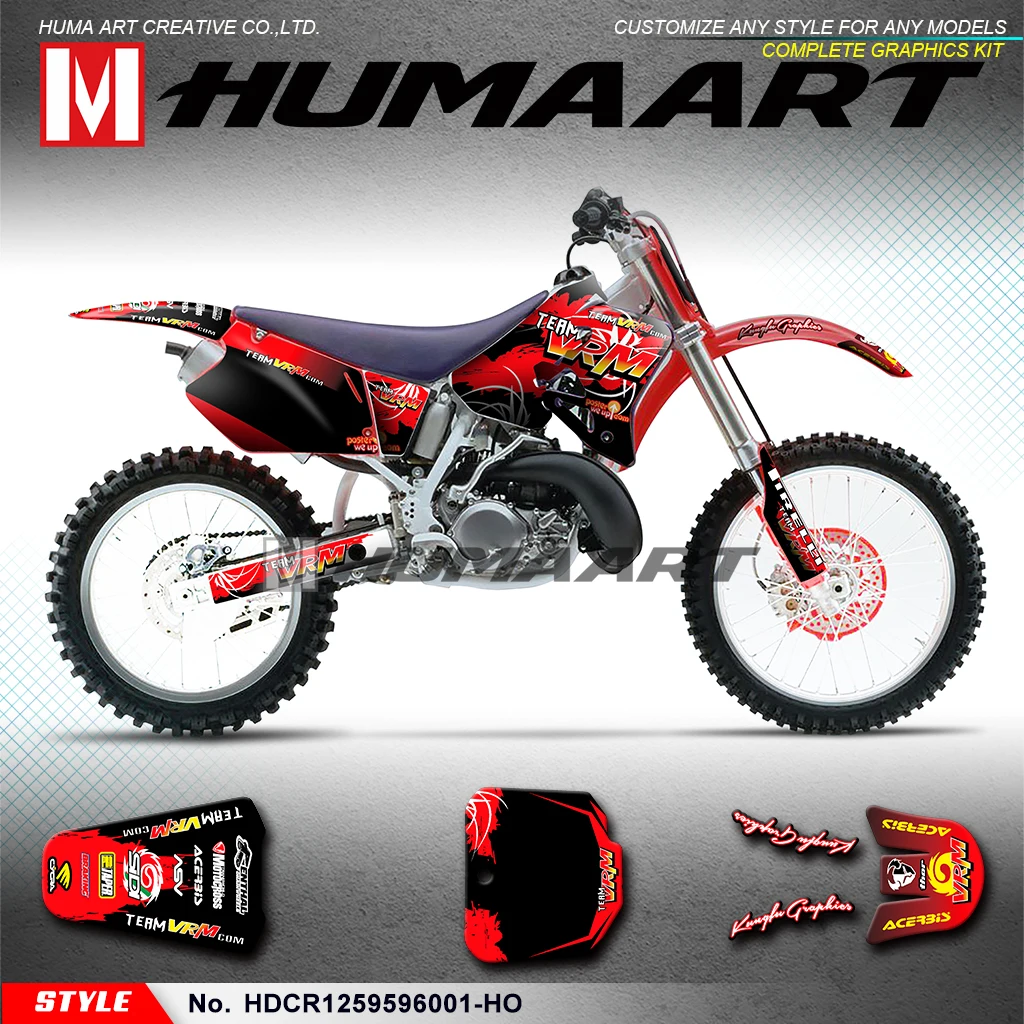 

HUMAART Motocross Stickers MX Graphics Vinyl Decals Off-road Motorcycle Self Adhesives for Honda CR125 CR250 1995 1996