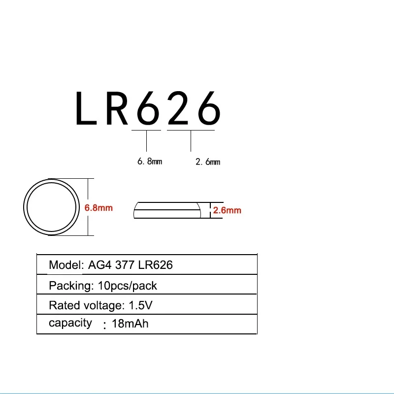 10pcs/pack 30mAh 1.55V AG4 377A 377 LR66 LR626 SR626SW SR66 AG4 AG 4 Button Batteries For Watch Toys Remote Cell Coin Battery