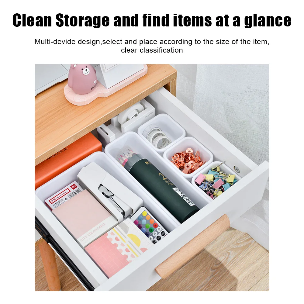 Cassetto portaoggetti Scatola portaoggetti Scatola portaoggetti per trucco 8 pz/set Cucina Bagno Vassoi portaoggetti Copertura armadio Articoli vari Porta gioielli