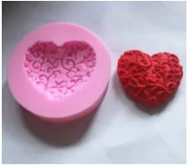 New love heart lace fondant cake molds soap chocolate mould for the kitchen baking FM087