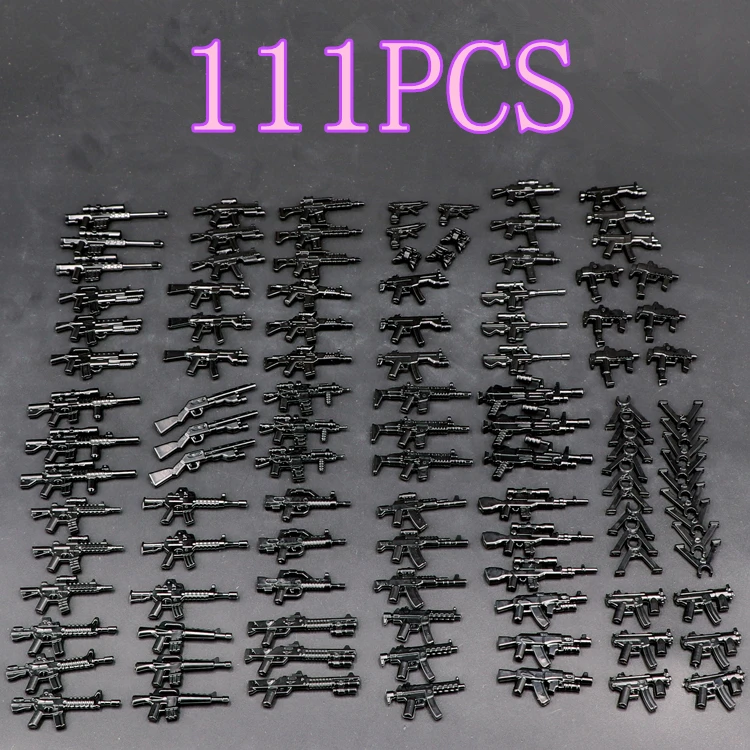 MOC Waffen Gewehr Pistole Ausrüstung Set Pistolen Militär Waffen Kompatible Figuren Baustein Ziegel Mini Kinder Spielzeug Hobbys