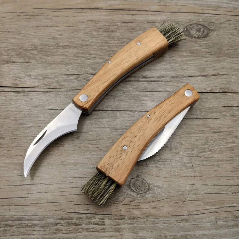 Dropship Mini Portable Multi-Function Rosewood Handle Collecting Folding  Mushroom Knife Camping With Brush Tool