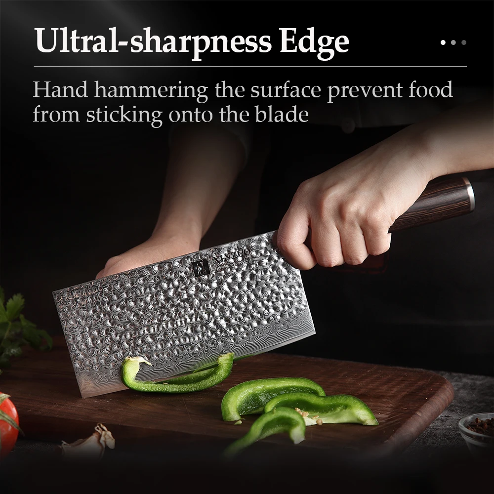 XINZUO 7\'\' Slicing Knife VG10 Japanese Steel Chef Kitchen Tool Damascus Stainless Steel Cleaver Knives Pakkawood Handle