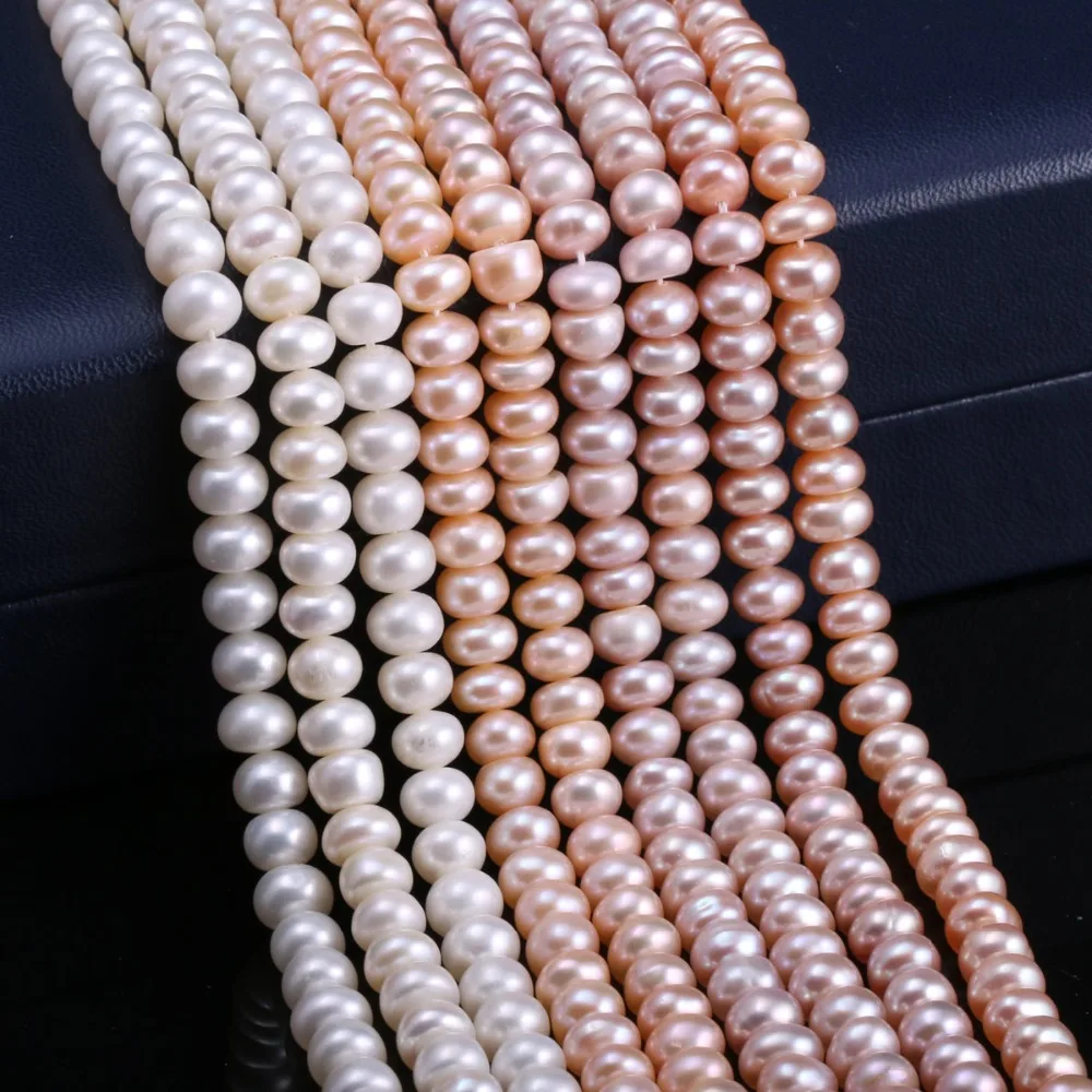 Natural Freshwater Pearl Beads High Quality 36cm Punch Loose Beads DIY Women Elegant Necklace Bracelet for Jewelry Making 7-8MM