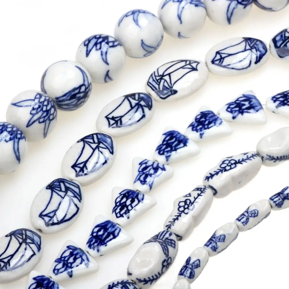 6pcs/batch of blue and white porcelain ceramic beads, used for jewelry making DIY bracelets, necklaces, jewelry making