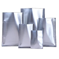 100Pcs Matte Silver Open Top Aluminum Foil Bag Tear Notch Heat Vacuum Seal Candy Tea Ground Coffee Powder Bean Package Pouches