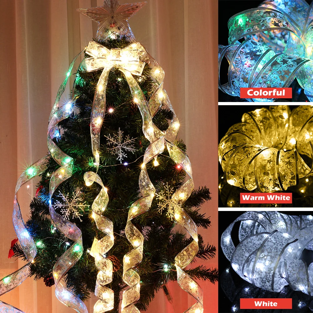 LED Silk Ribbon String Lights 4M 40 Leds Battery Operated Christmas Xmas Party Wedding Birthday Decoration