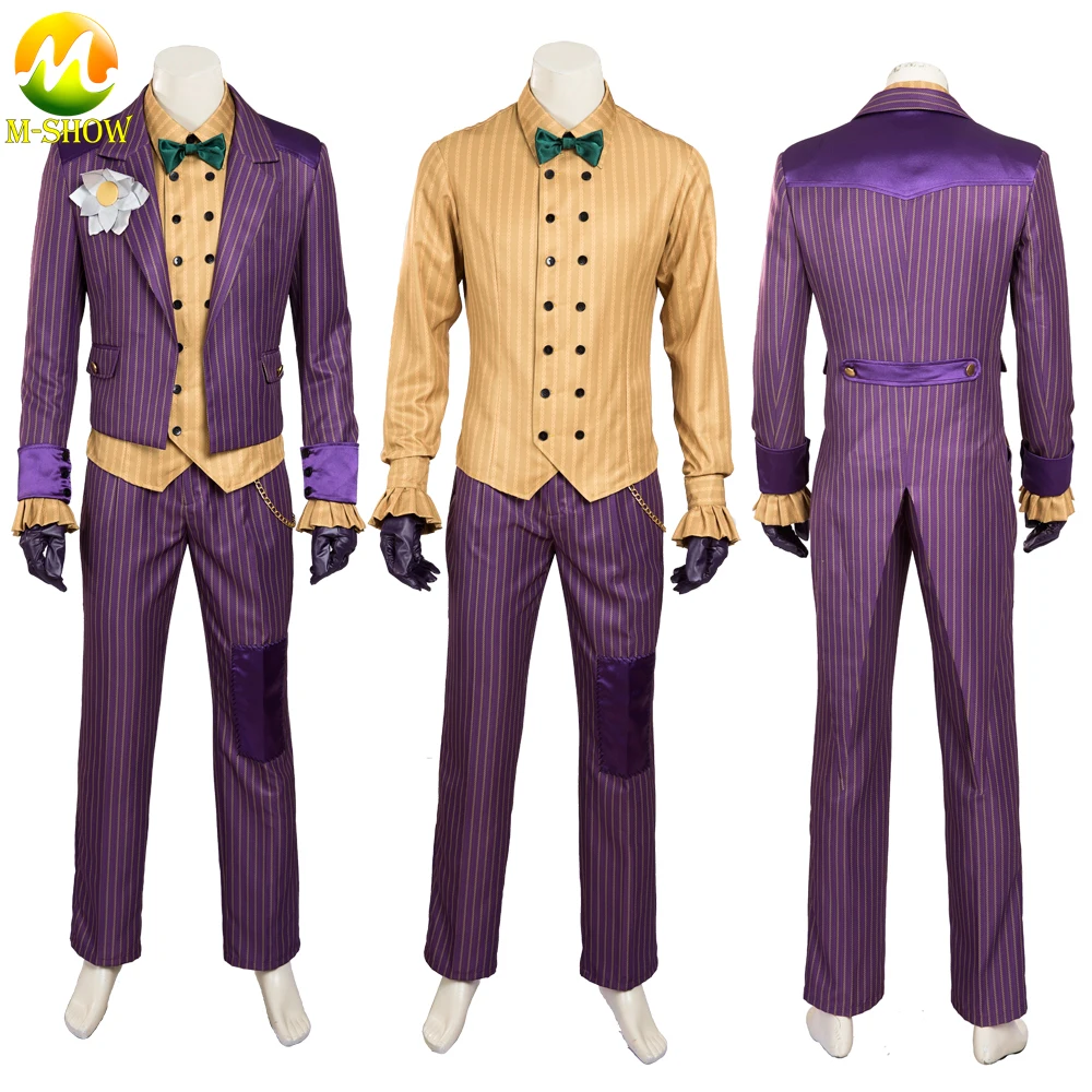 The Bat Arkham City Joker Costume Halloween Cosplay Costume Men Uniforms Fancy Suit for Adult Any Size