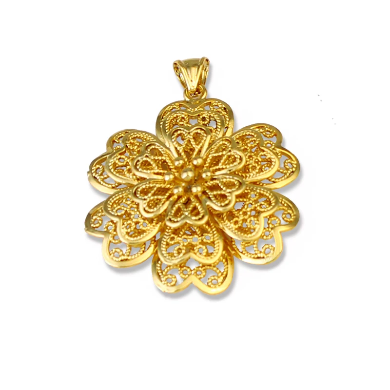 The New Beautiful Flower Pendant Necklace With Gold color Ethiopian Women Jewelry