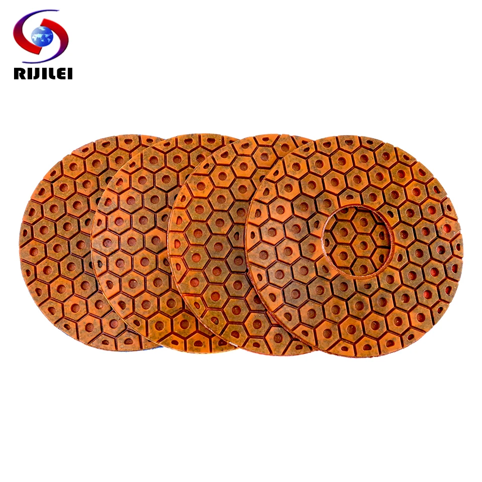 RIJILEI 4PCS 6Inch Copper Bond Diamond Polishing Pads Wet Marble Polishing Pad for Granite Concrete Floor Grinding Disc