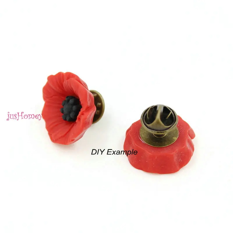 Set of 100pcs Chic Resin Red Poppy Flower Artificial Flower Flatback Embellishment Cabochons Cap for Home Decor 12-23mm