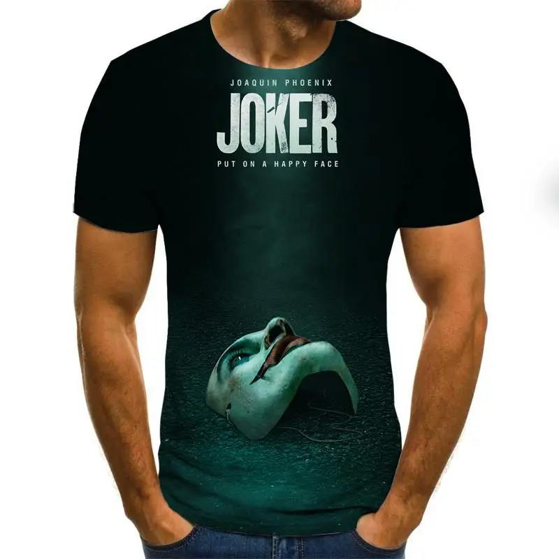 Hot Sale Clown T Shirt Men/Women Joker Face 3D Printed Terror Short Sleeves Fashion Round Neck T-shirts Size XXS-6XL