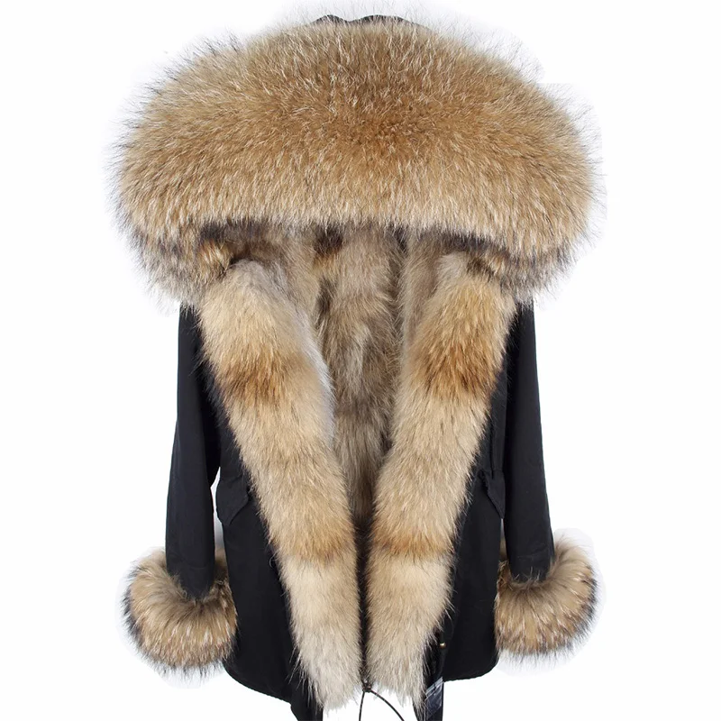 Winter Woman Real Fur Coat Women Parkas Jacket Fur Collar Kurtka Damska Natural Fox Fur Liner Raccoon Fur Liner Hooded Parkas