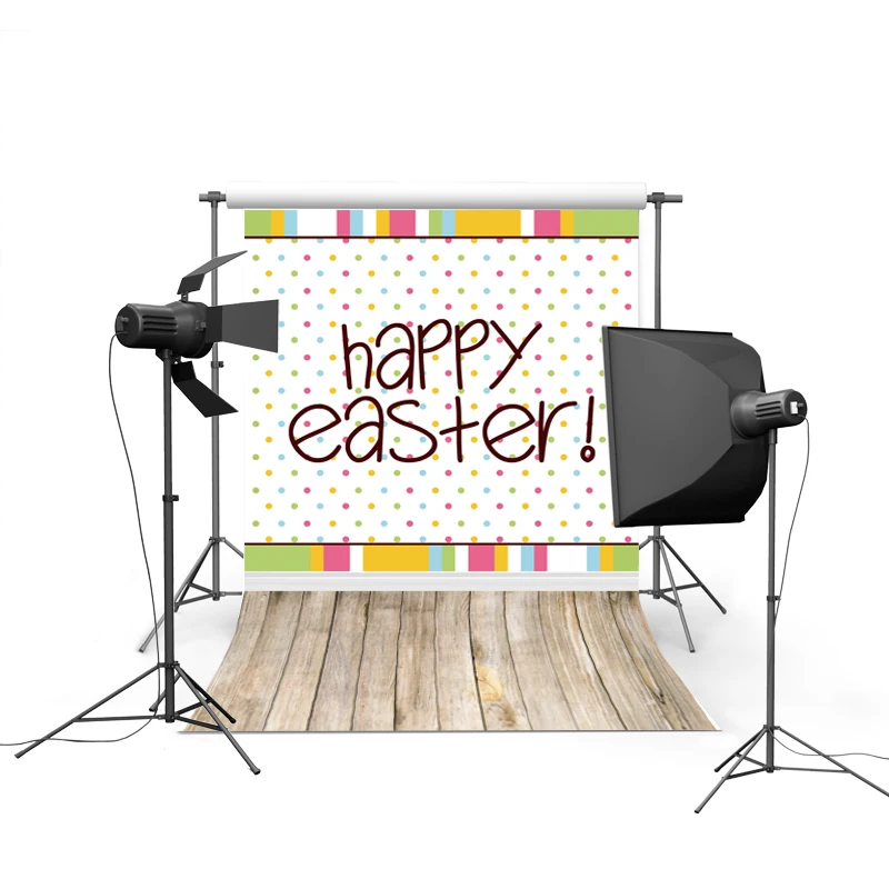 

Mocsicka Happy Easter Photography Background Rainbow Point shape Wood Newborn Customized Photographic Backdrops for Photo Studio