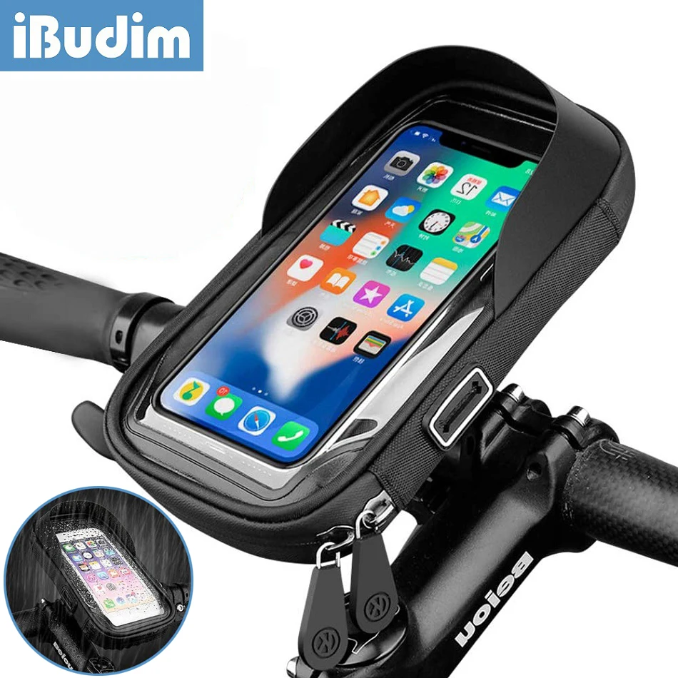 

iBudim Touch Screen Bicycle Bags Waterproof Bike Phone Holder MTB Motorcycle Handlebar Mobile Phone Bag Case Cycling Accessories