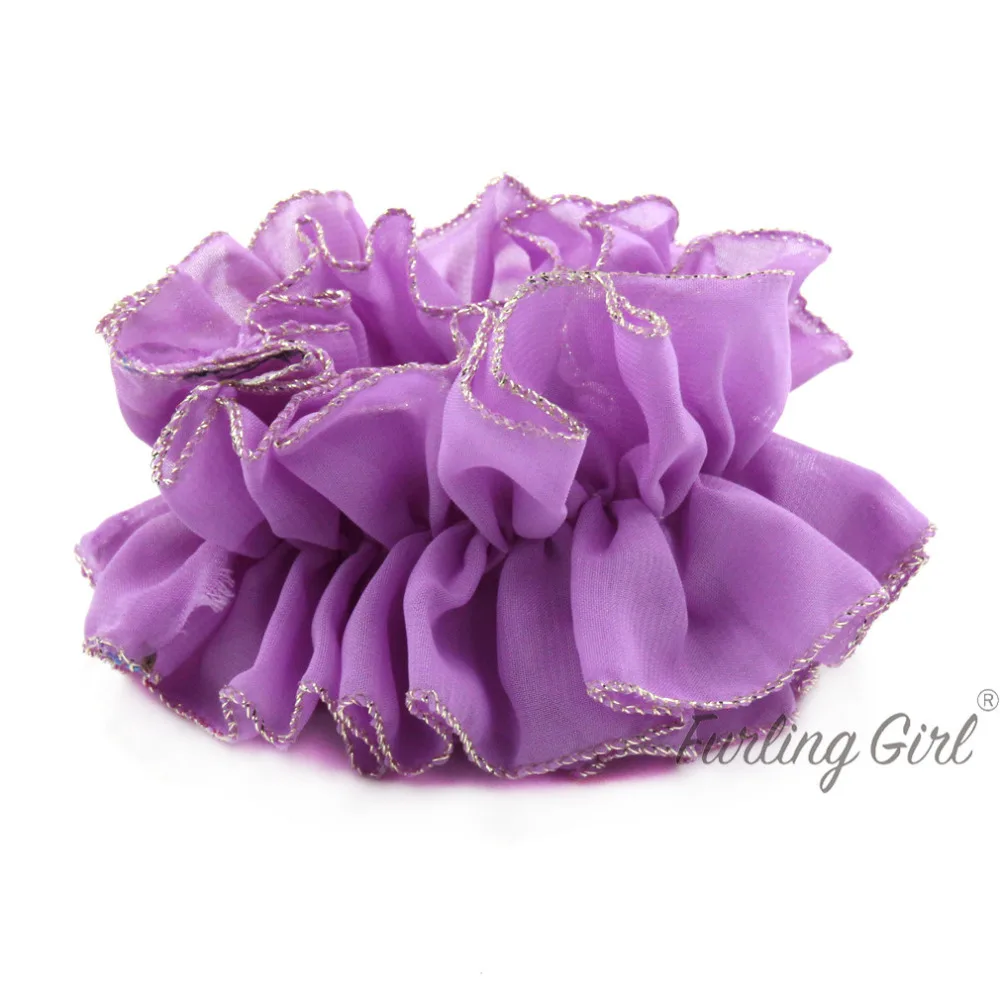 Furling Girl 1PC Women Fashion Gold Rims Flower Hair Scrunchies Elastic Hair Bands Bun Hair Ties Ponytail Loop Hair bands