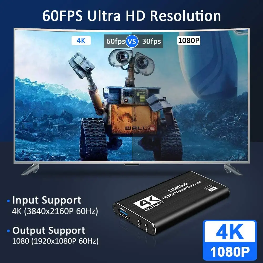 Audio wideo karta przechwytująca 4K HDMI do USB 3.0 karta przechwytująca 1080P 60fps przekaz na żywo gry rejestrator urządzenie do PS4