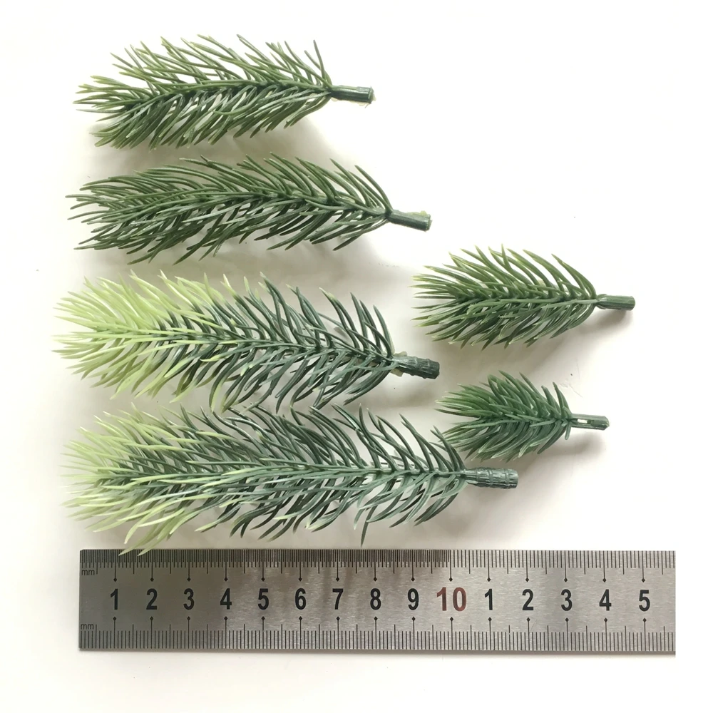 50 Stück Kunststoffpflanzen, künstliche künstliche Tannenzweige, Weihnachtsbaum, Hochzeit, Party, Dekorationen, DIY, Handwerk, Zubehör, Geschenkbox – Detail 2