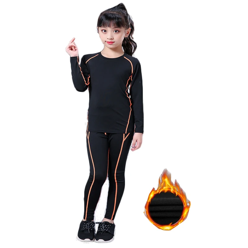 Winter Thermal Underwear Set Children Plus Velvet Long Johns Warm Thermo Underwear Kids Quick Dry Fitness Clothes Girls Pajamas