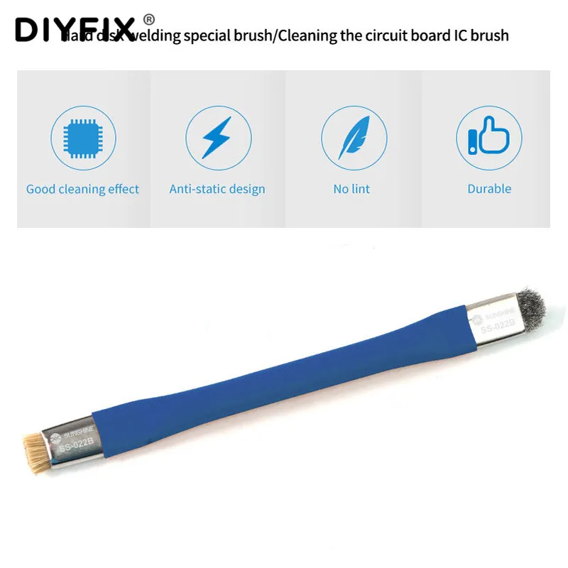 SS-022B Superfine Steel Wire Double-end Hard Brush For Motherboard PCB Mobile Phone Repair Tools Kit Anti-Static Cleaning Brush