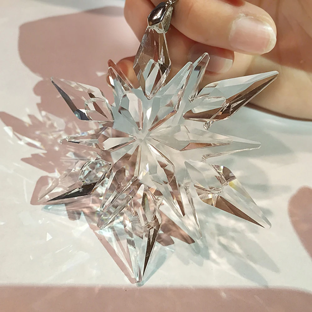 Car Pendant Crystal Large Snowflakes Ornaments Snowflake Clear Crystal Edition Car Rearview Mirror Ornament Interior Accessories